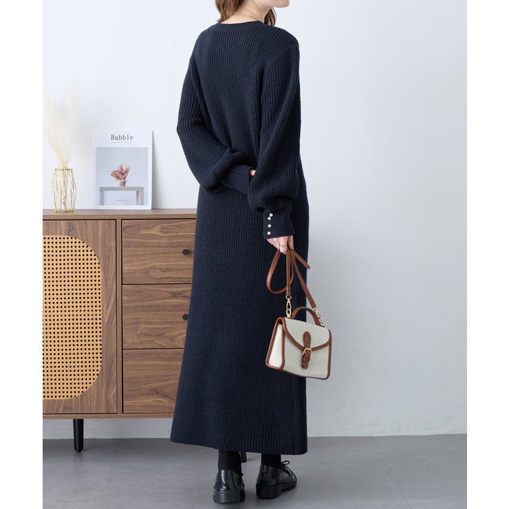 袖パールゆるニットワンピース[品番：ATTW0007756]｜alotta（アロッタ