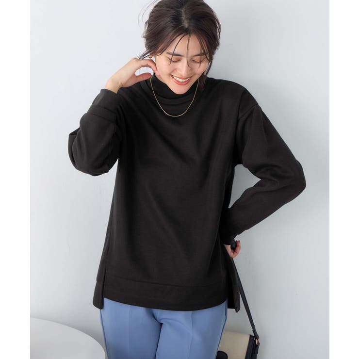 ブラック | 裏起毛ニットソーリブ切替トップス | Viola e Viola