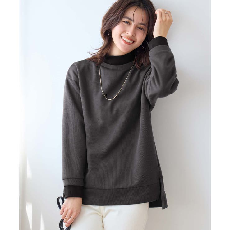 チャコール | 裏起毛ニットソーリブ切替トップス | Viola e Viola