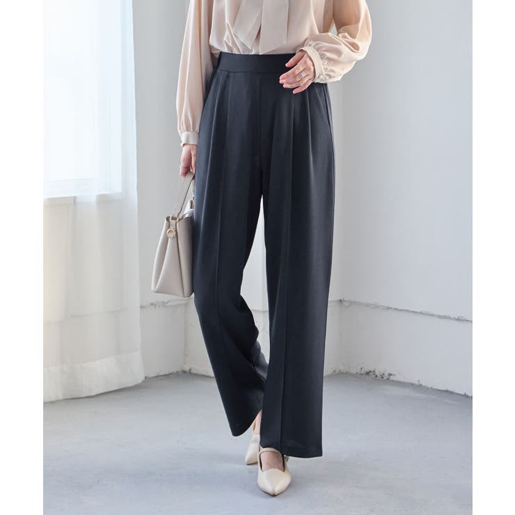 ダークネイビー | 楽ちん！美脚見えセンタープレスワイドパン | alotta