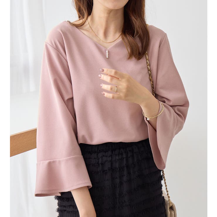 フレアースリーブ７分丈ブラウス | alotta | 詳細画像7 