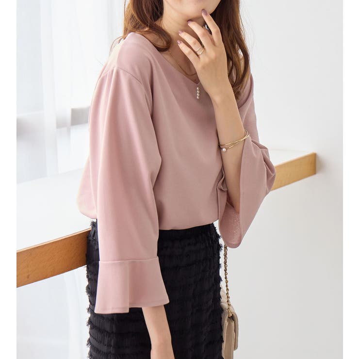 フレアースリーブ７分丈ブラウス | alotta | 詳細画像8 