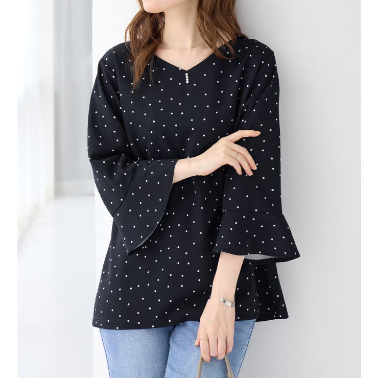 フレアースリーブ７分丈ブラウス | alotta | 詳細画像2 