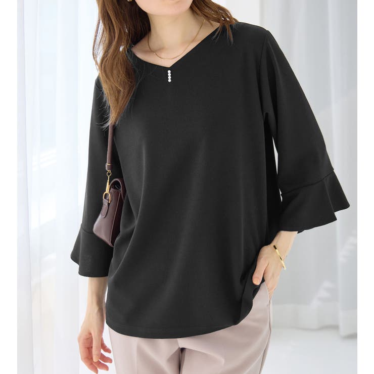 フレアースリーブ７分丈ブラウス | alotta | 詳細画像17 