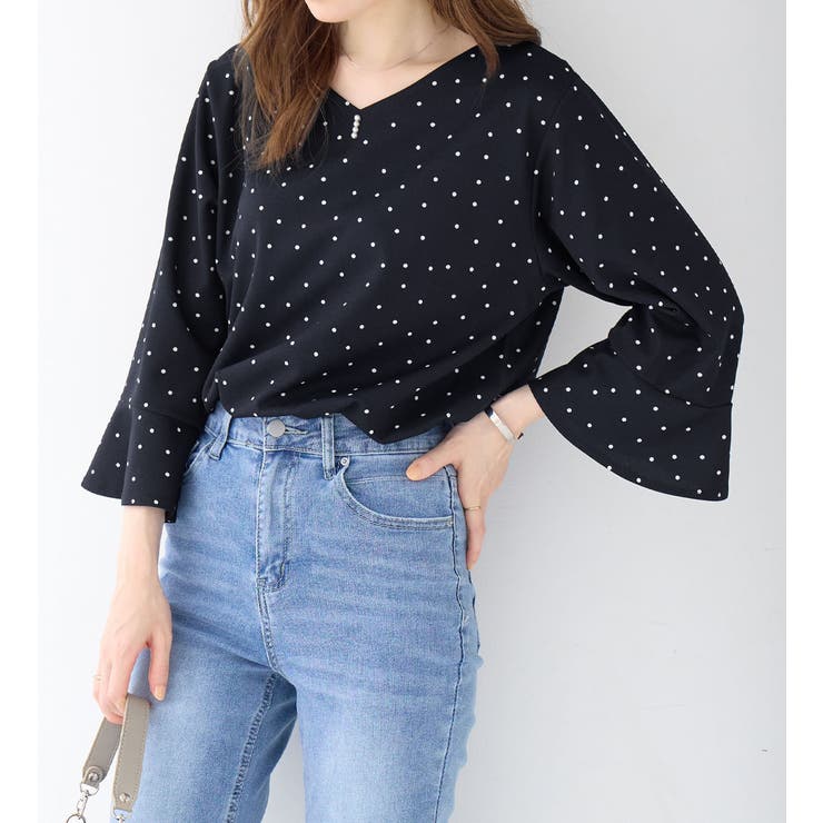 フレアースリーブ７分丈ブラウス | alotta | 詳細画像4 