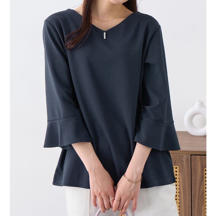 ダークネイビー | フレアースリーブ７分丈ブラウス | alotta