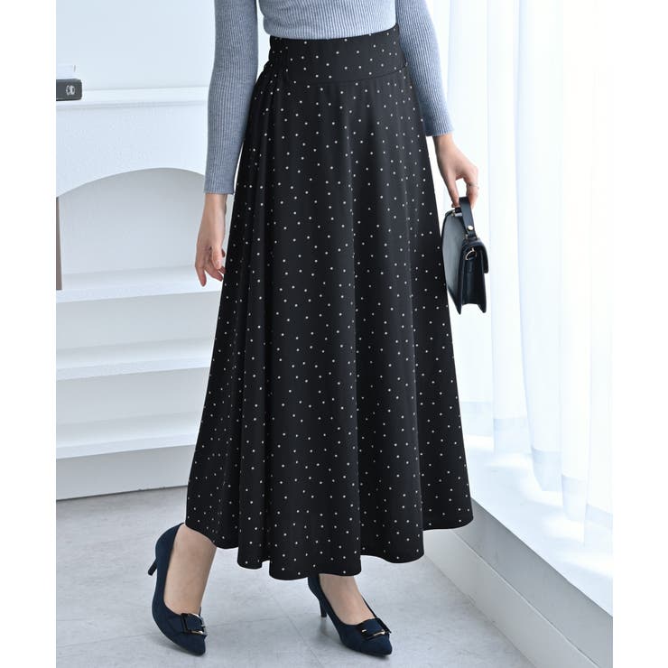 ドットガラ | ハイウエストマキシ丈フレアスカート | alotta