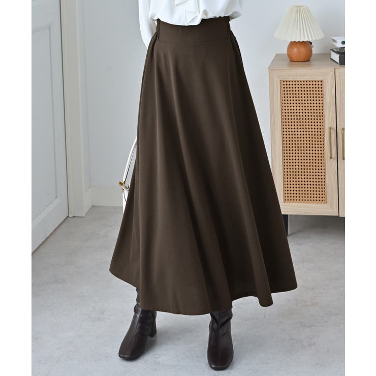 モカブラウン | ハイウエストマキシ丈フレアスカート | alotta