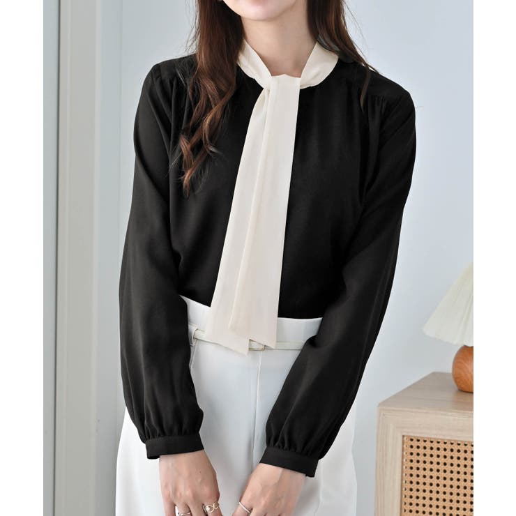 ３ＷＡＹピン付き配色ボウタイブラウス | alotta | 詳細画像13 