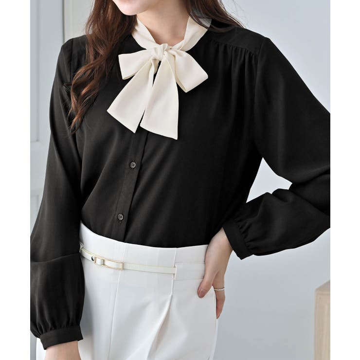 ３ＷＡＹピン付き配色ボウタイブラウス | alotta | 詳細画像14 