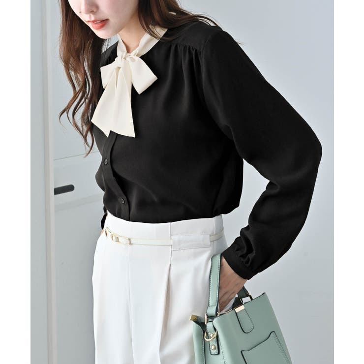 ３ＷＡＹピン付き配色ボウタイブラウス | alotta | 詳細画像15 