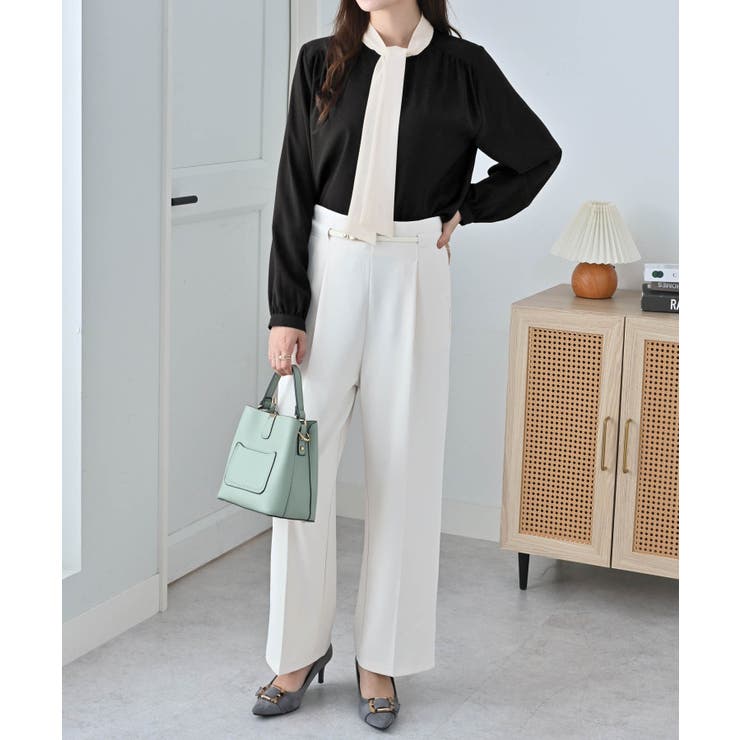 ３ＷＡＹピン付き配色ボウタイブラウス | alotta | 詳細画像16 