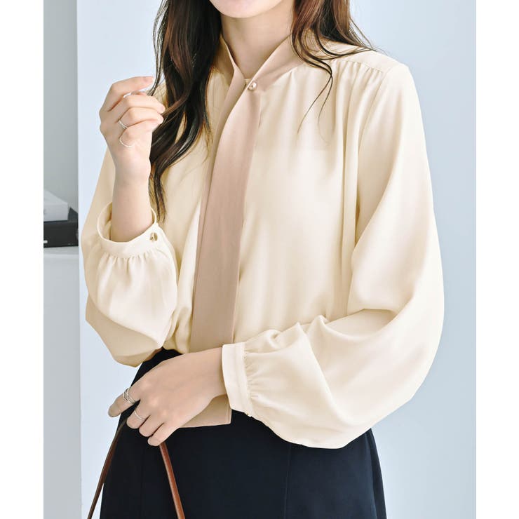 ３ＷＡＹピン付き配色ボウタイブラウス | alotta | 詳細画像17 