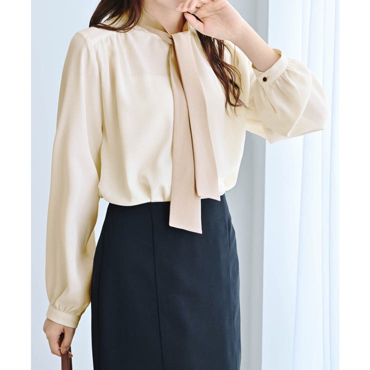 ３ＷＡＹピン付き配色ボウタイブラウス | alotta | 詳細画像18 