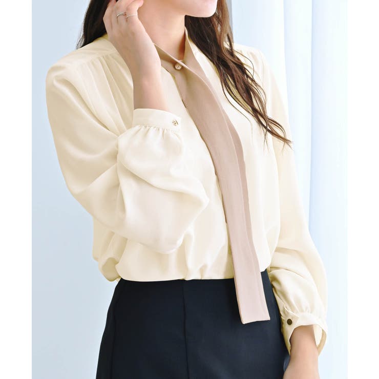 ３ＷＡＹピン付き配色ボウタイブラウス | alotta | 詳細画像20 