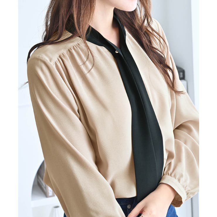 ３ＷＡＹピン付き配色ボウタイブラウス | alotta | 詳細画像4 