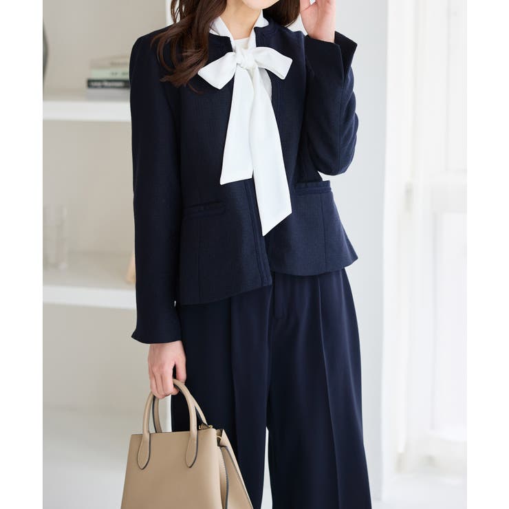 ネイビーストレート | 【選べるボトムス】洗える！３点セットスーツ | alotta