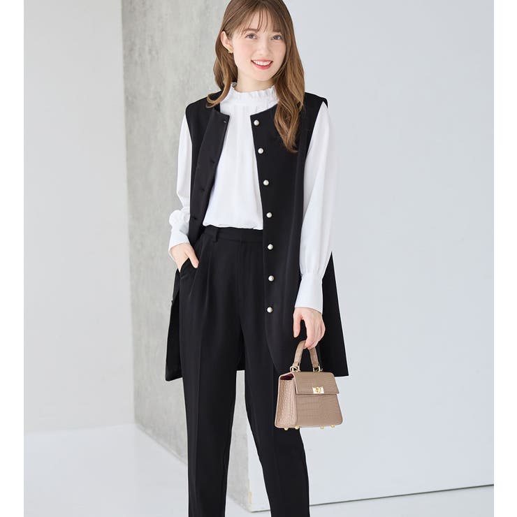 ブラック系 | 【３点セット】洗える！ジレセットアップ  | alotta