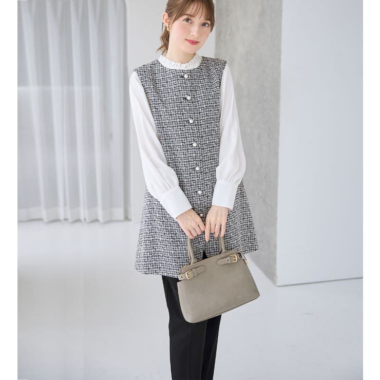 モノトーンツイード系 | 【３点セット】洗える！ジレセットアップ  | alotta