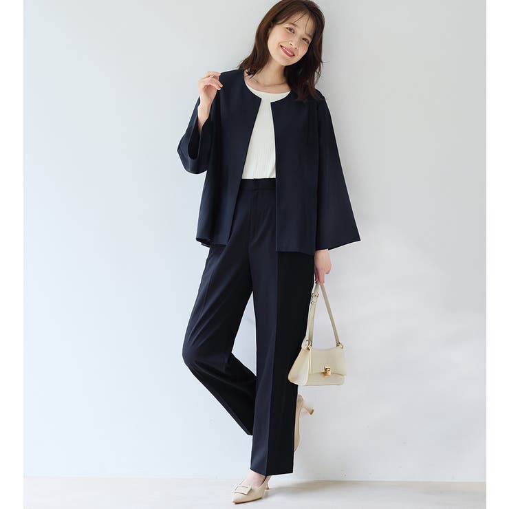 ネイビーストレート | 【選べるボトムス】２点セット洗える！テントラインジャケットスーツ | Viola e Viola