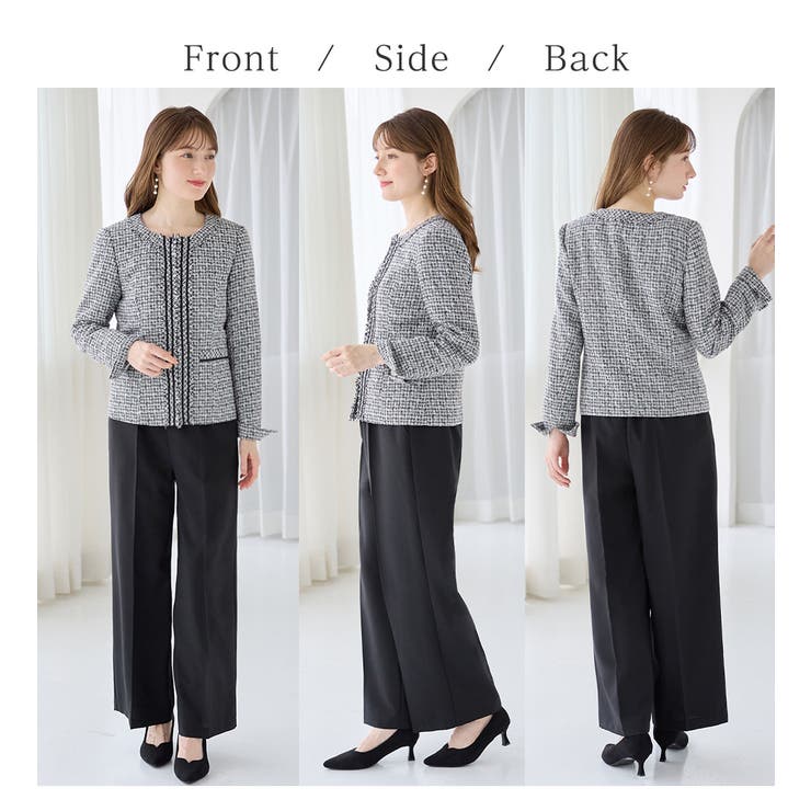 フリンジ使いツイードノーカラージャケット | alotta | 詳細画像8 