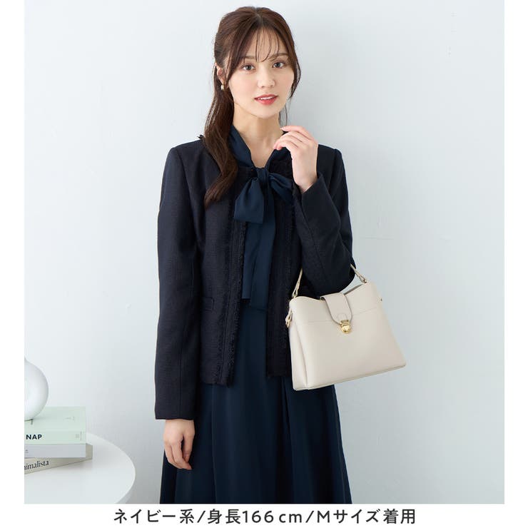 フリンジ使いツイードノーカラージャケット | alotta | 詳細画像16 