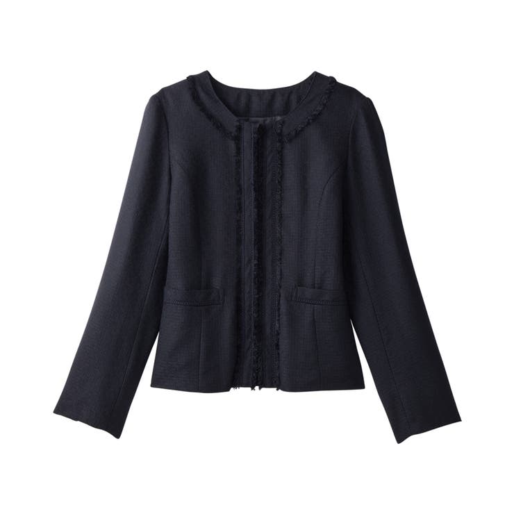 フリンジ使いツイードノーカラージャケット | alotta | 詳細画像18 