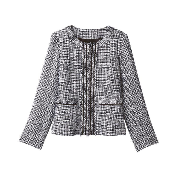 フリンジ使いツイードノーカラージャケット | alotta | 詳細画像19 