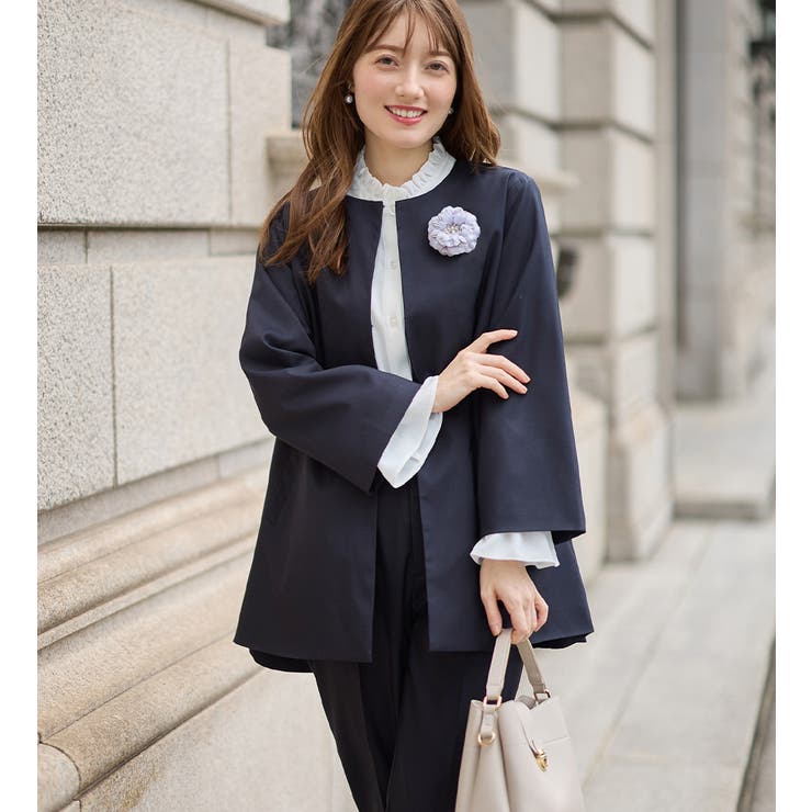 ネイビー | 【３点セット】洗える！Ａラインジャケット | alotta