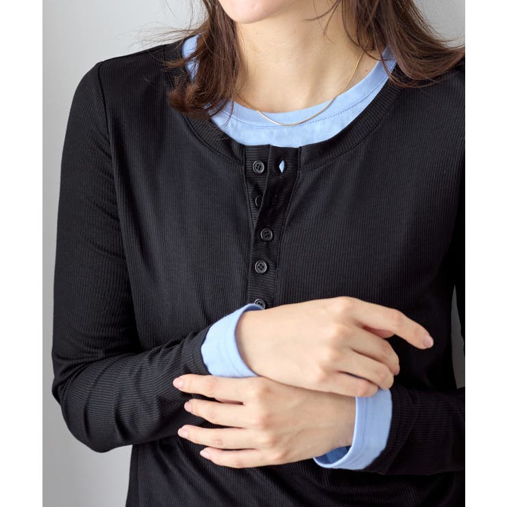 １枚着映えレイヤード風ヘンリーネックリブトップス | Viola e Viola | 詳細画像12 