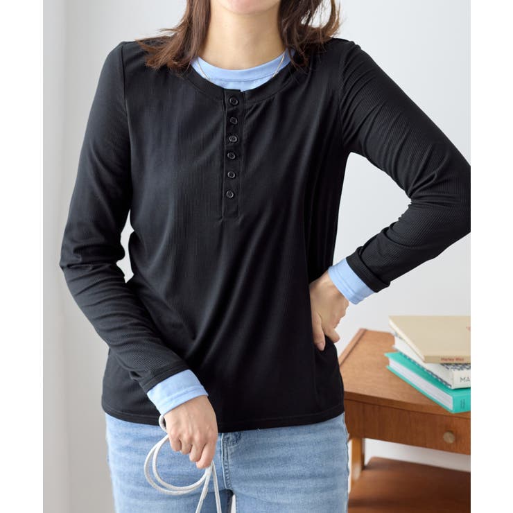 １枚着映えレイヤード風ヘンリーネックリブトップス | Viola e Viola | 詳細画像15 