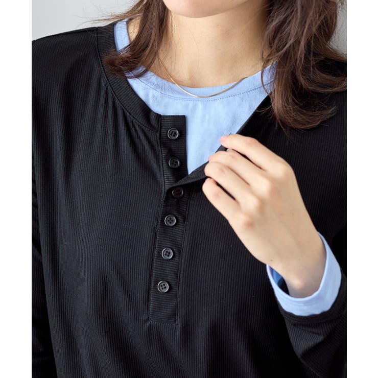 １枚着映えレイヤード風ヘンリーネックリブトップス | Viola e Viola | 詳細画像16 