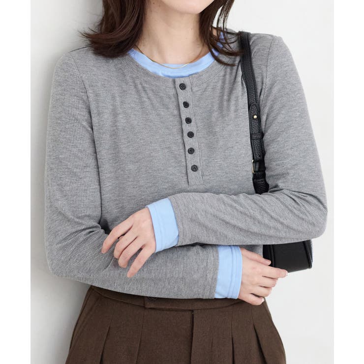 １枚着映えレイヤード風ヘンリーネックリブトップス | Viola e Viola | 詳細画像3 