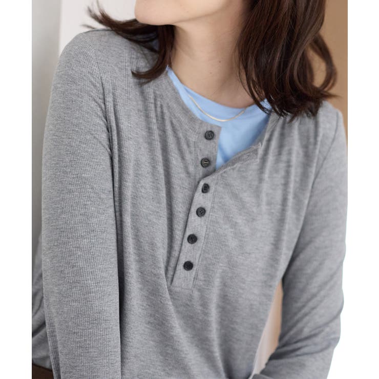 １枚着映えレイヤード風ヘンリーネックリブトップス | Viola e Viola | 詳細画像6 