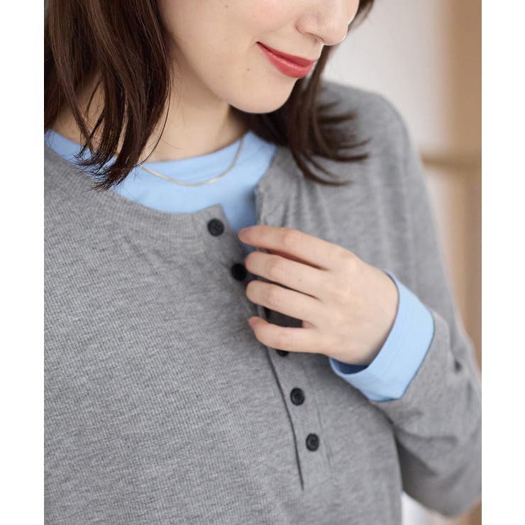 １枚着映えレイヤード風ヘンリーネックリブトップス | Viola e Viola | 詳細画像7 