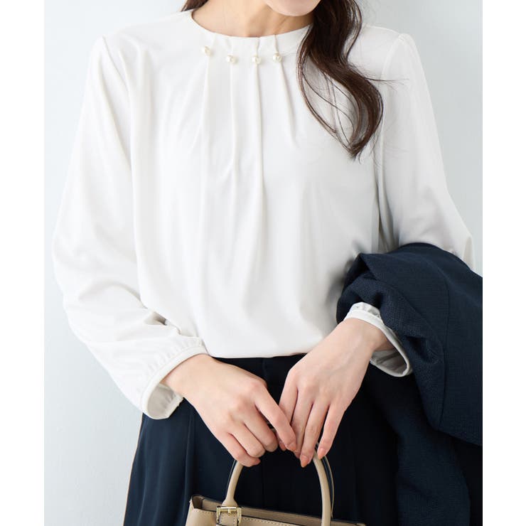 ネックパールデザインブラウス       | alotta | 詳細画像1 