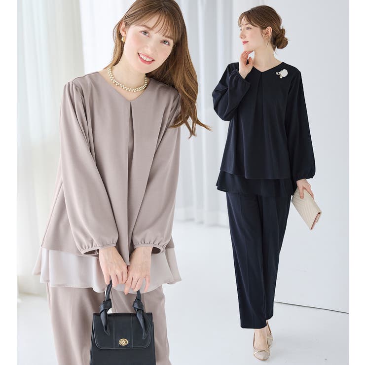【２点セット】シフォンレイヤードデザインセットアップ | alotta | 詳細画像1 