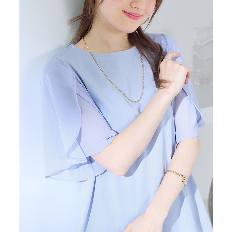 異素材切替チューリップ袖チュニック | alotta | 詳細画像1 