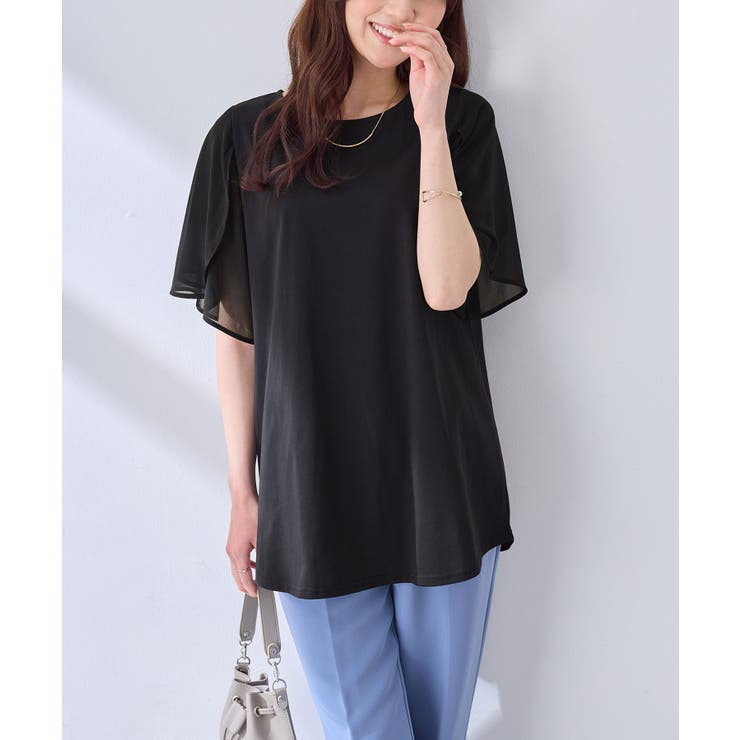 異素材切替チューリップ袖チュニック | alotta | 詳細画像9 