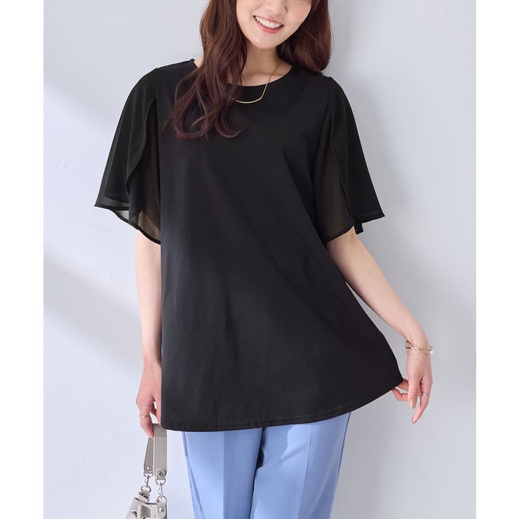 異素材切替チューリップ袖チュニック | alotta | 詳細画像12 