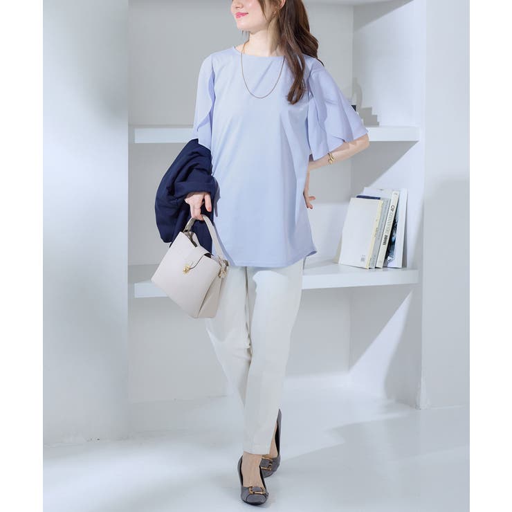 異素材切替チューリップ袖チュニック | alotta | 詳細画像2 