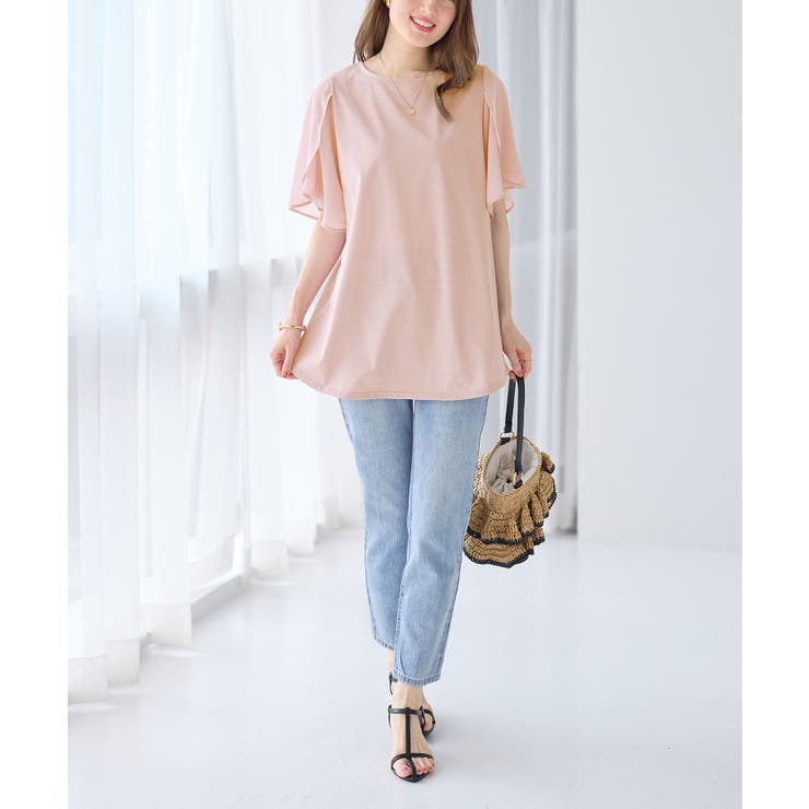 異素材切替チューリップ袖チュニック | alotta | 詳細画像15 