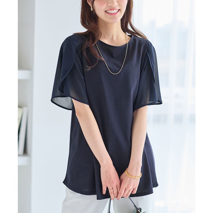 異素材切替チューリップ袖チュニック | alotta | 詳細画像20 