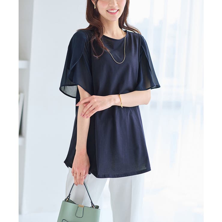 異素材切替チューリップ袖チュニック | alotta | 詳細画像21 