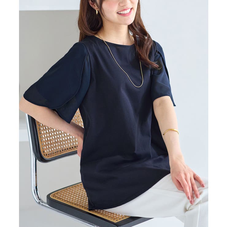 異素材切替チューリップ袖チュニック | alotta | 詳細画像25 