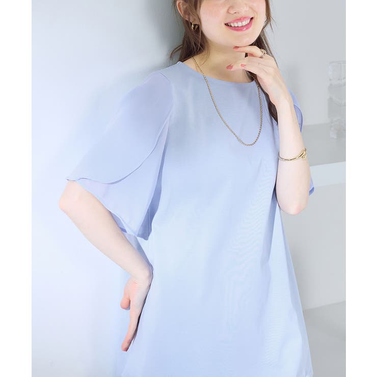 異素材切替チューリップ袖チュニック | alotta | 詳細画像4 