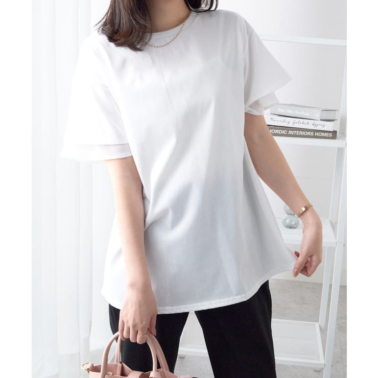 オフホワイト | 袖シフォンフレアスリーブＴロング | alotta