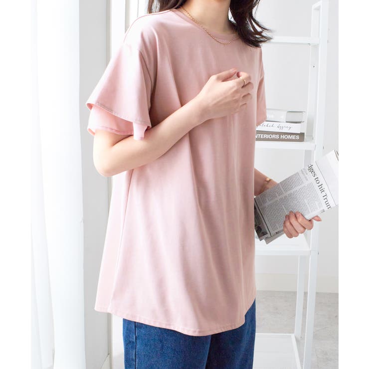ピンク | 袖シフォンフレアスリーブＴロング | alotta