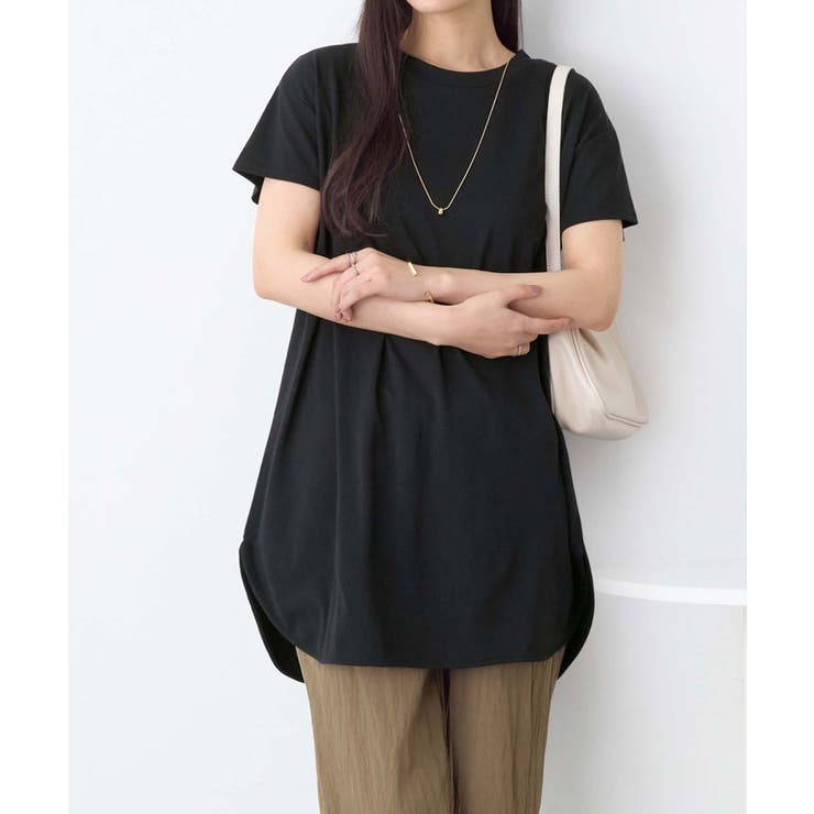 ブラック | ひんやり＆さらり綿混チュニックＴシャツ | Viola e Viola