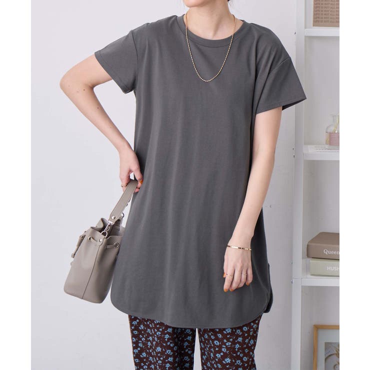 チャコール | ひんやり＆さらり綿混チュニックＴシャツ | Viola e Viola